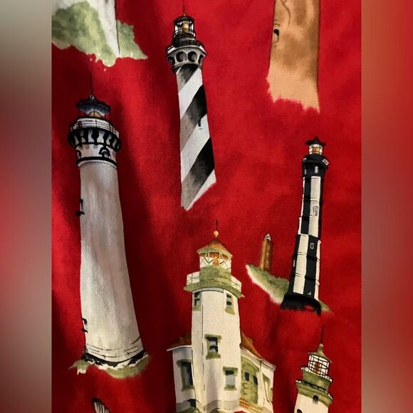 Lighthouse Vintage Jacket Size M Vacation Maine Spring Ocean Red - Picture 9 of 13